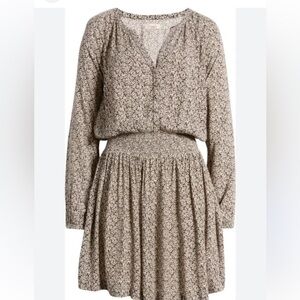 Faherty Montara Leaf Batik long sleeve dress